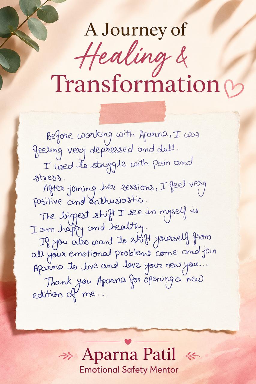 Handwritten client note: From heaviness to happy and healthy