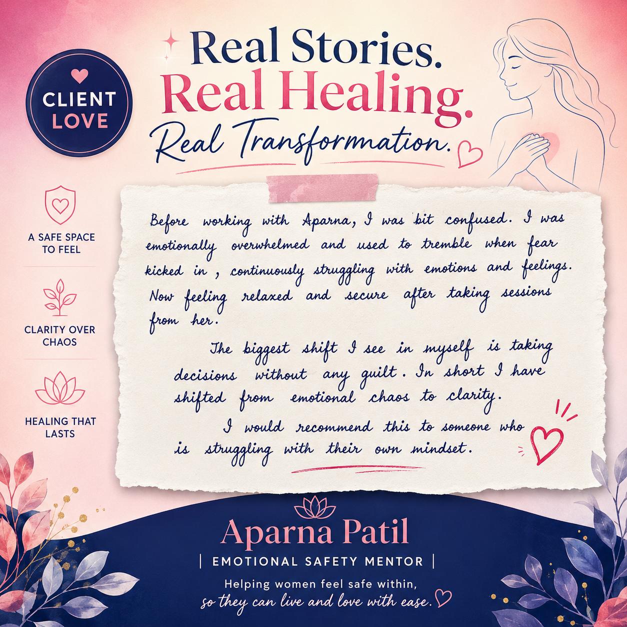 Handwritten client note: From emotional chaos to clarity